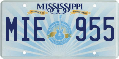 MS license plate MIE955