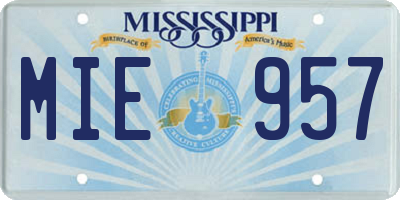 MS license plate MIE957