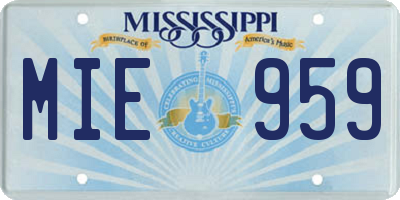 MS license plate MIE959