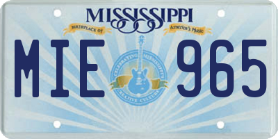 MS license plate MIE965