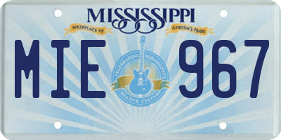 MS license plate MIE967