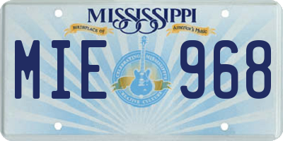 MS license plate MIE968