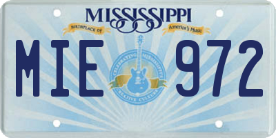 MS license plate MIE972