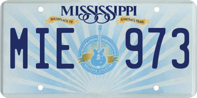 MS license plate MIE973