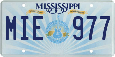 MS license plate MIE977