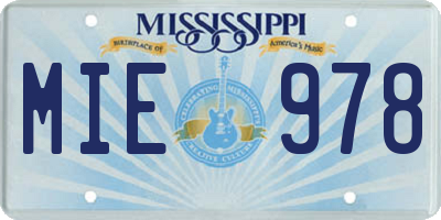MS license plate MIE978
