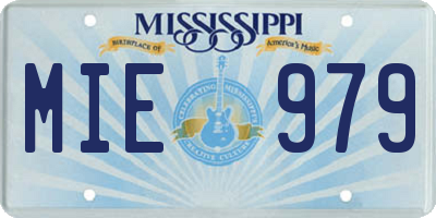 MS license plate MIE979
