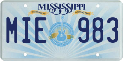 MS license plate MIE983
