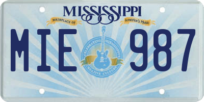 MS license plate MIE987