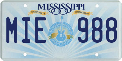 MS license plate MIE988
