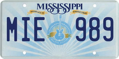 MS license plate MIE989