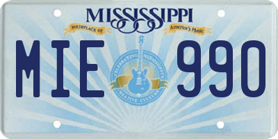 MS license plate MIE990