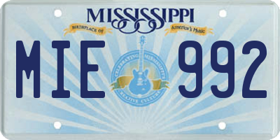 MS license plate MIE992