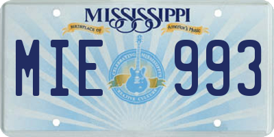 MS license plate MIE993