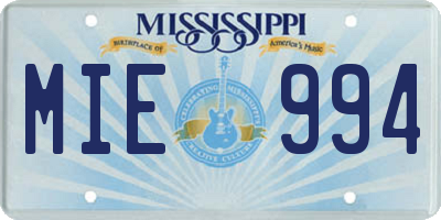 MS license plate MIE994