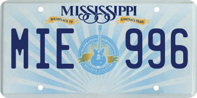 MS license plate MIE996