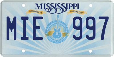 MS license plate MIE997
