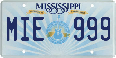 MS license plate MIE999