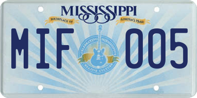 MS license plate MIF005