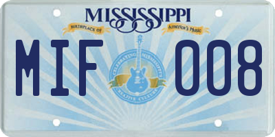 MS license plate MIF008