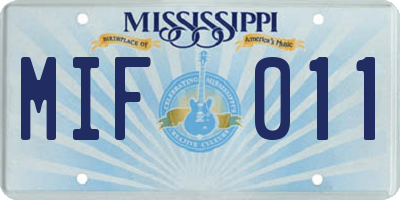 MS license plate MIF011