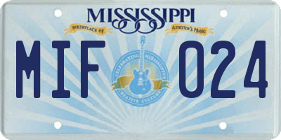 MS license plate MIF024