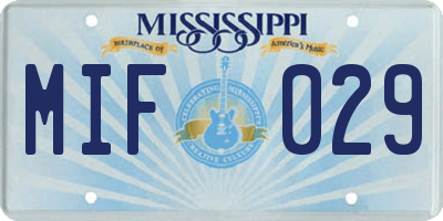 MS license plate MIF029