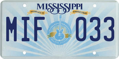 MS license plate MIF033