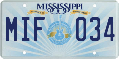 MS license plate MIF034
