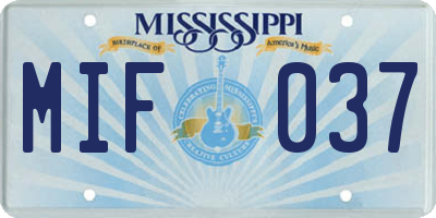 MS license plate MIF037