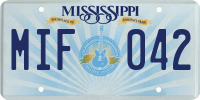 MS license plate MIF042
