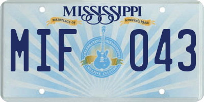MS license plate MIF043