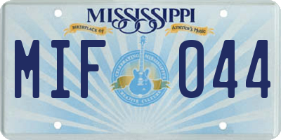 MS license plate MIF044