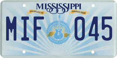 MS license plate MIF045