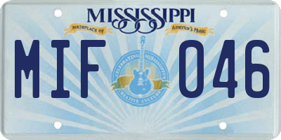 MS license plate MIF046