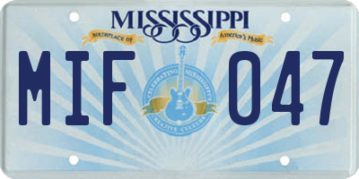 MS license plate MIF047