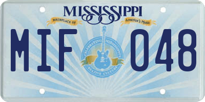 MS license plate MIF048