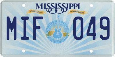 MS license plate MIF049