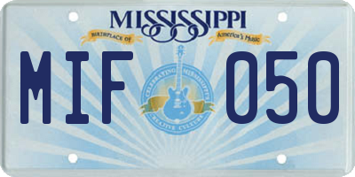 MS license plate MIF050