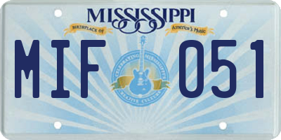MS license plate MIF051