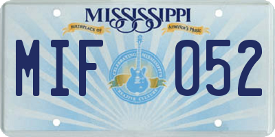 MS license plate MIF052