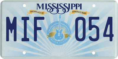 MS license plate MIF054