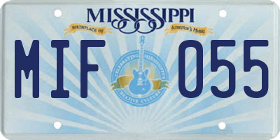 MS license plate MIF055