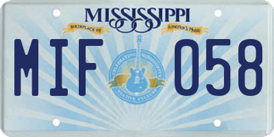 MS license plate MIF058