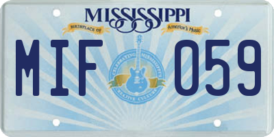 MS license plate MIF059