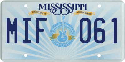 MS license plate MIF061
