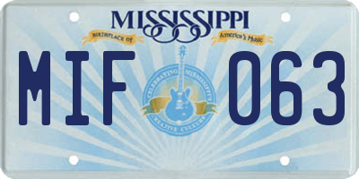 MS license plate MIF063