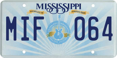 MS license plate MIF064