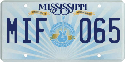 MS license plate MIF065