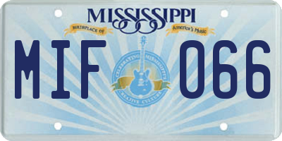 MS license plate MIF066